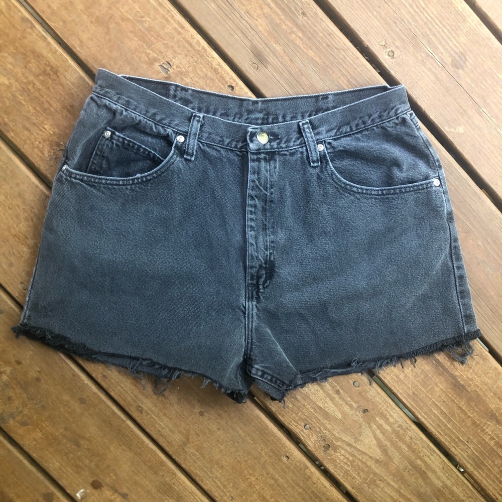 Wrangler High Waist 12 Black Denim Cutoffs Shorts